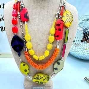 Vintage 1980s Funky,  bright multicolored statement necklace!!